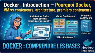 Docker : Introduction — Pourquoi Docker, VM vs conteneurs, architecture, premiers conteneurs
